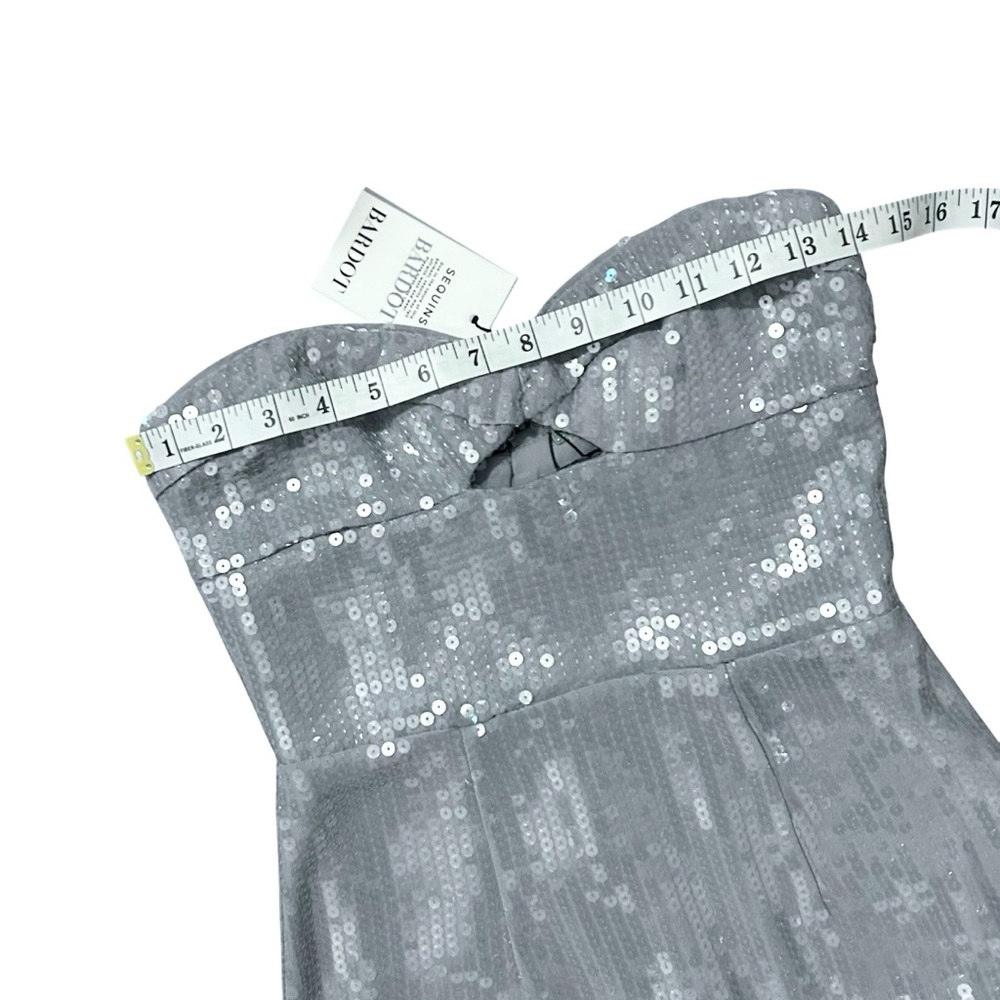 BARDOT NWT Cerise Sequin Strapless Midi Dress *Dove Grey 2 - Picture 10 of 16
